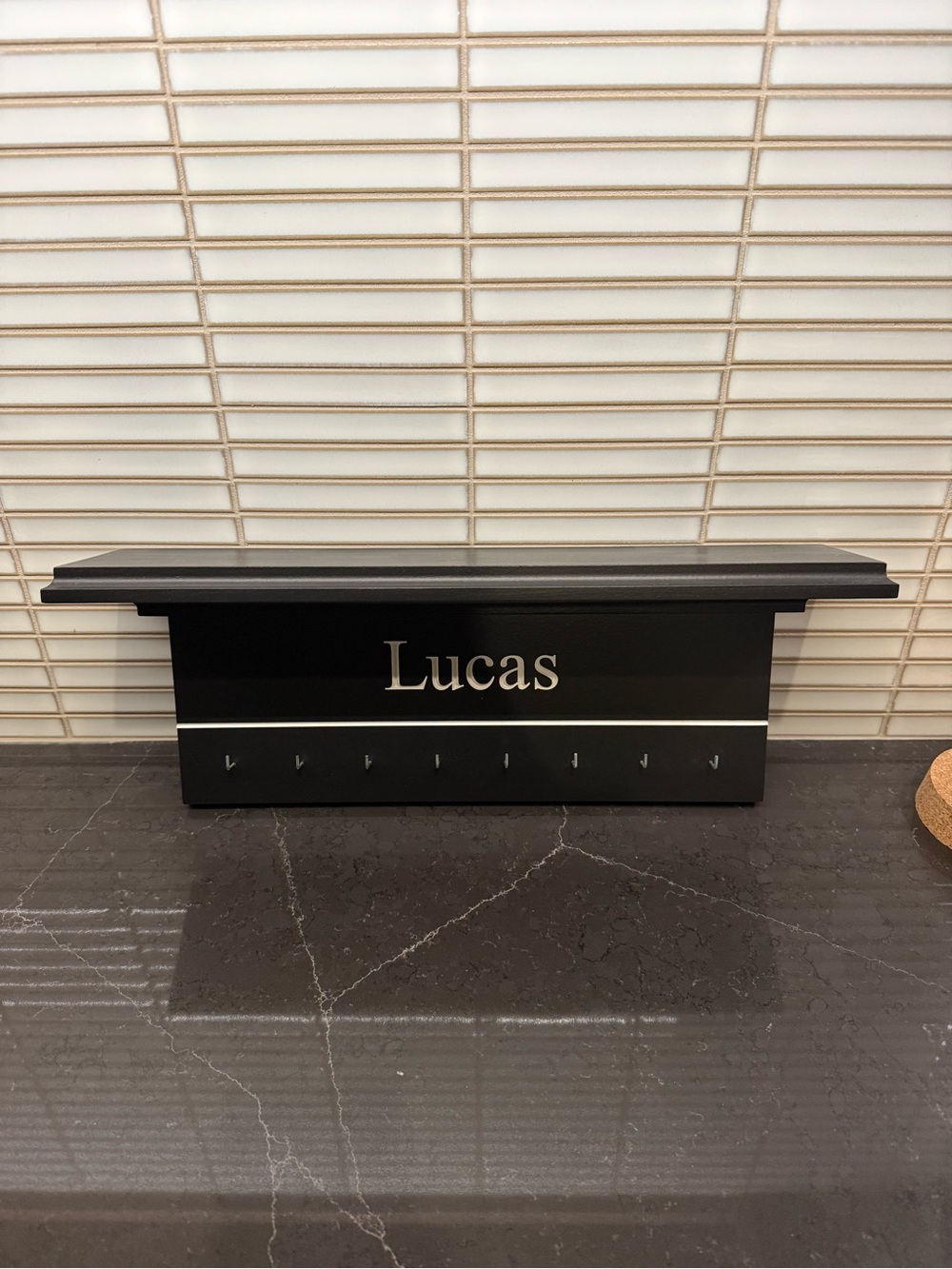 Personalized Black Wall Hook Shelf - Lucas